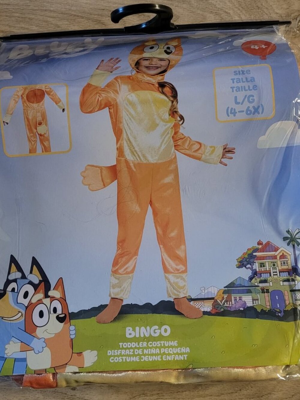 new disguise BLUEY BINGO toddler HALLOWEEN COSTUME sz L 4-6X dog jumpsuit